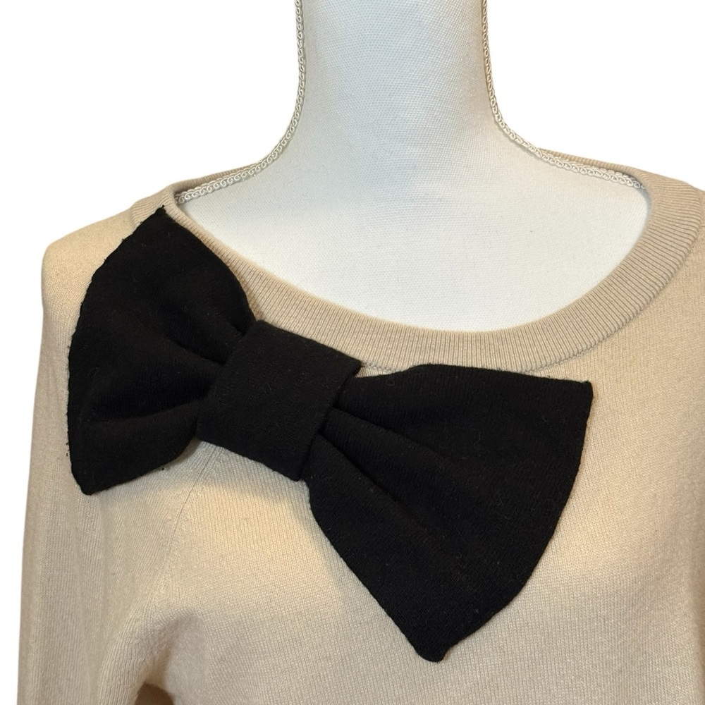 Kate Spade Cashmere Cream Bow Sweater M - Picture 4 of 6